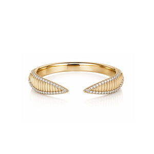Fluted Pave Outline Claw Ring