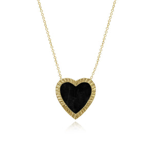 Large Fluted Outline Stone Heart Necklace