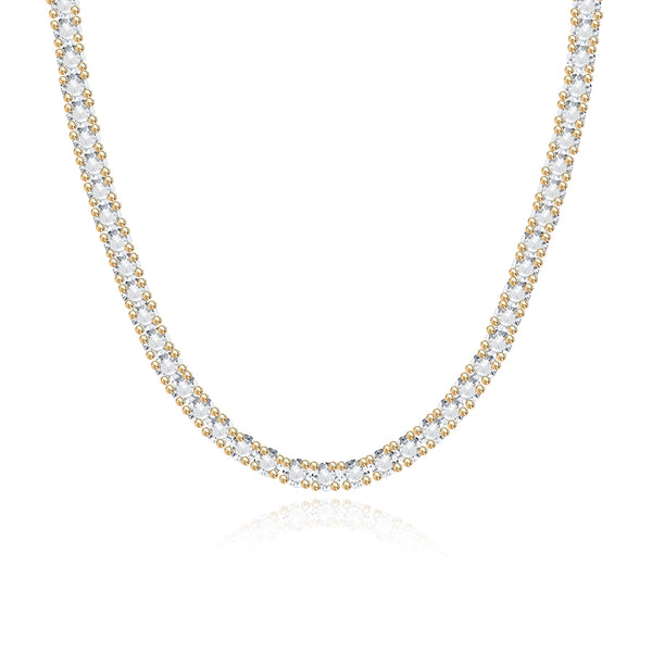 Lab Diamond Tennis Necklace 7ct, luxury diamond jewelry in 14k gold, elegant fine jewelry.