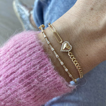 Load image into Gallery viewer, Puffy Gold Heart Diamond Half Cuban &amp; Paperclip Bracelet
