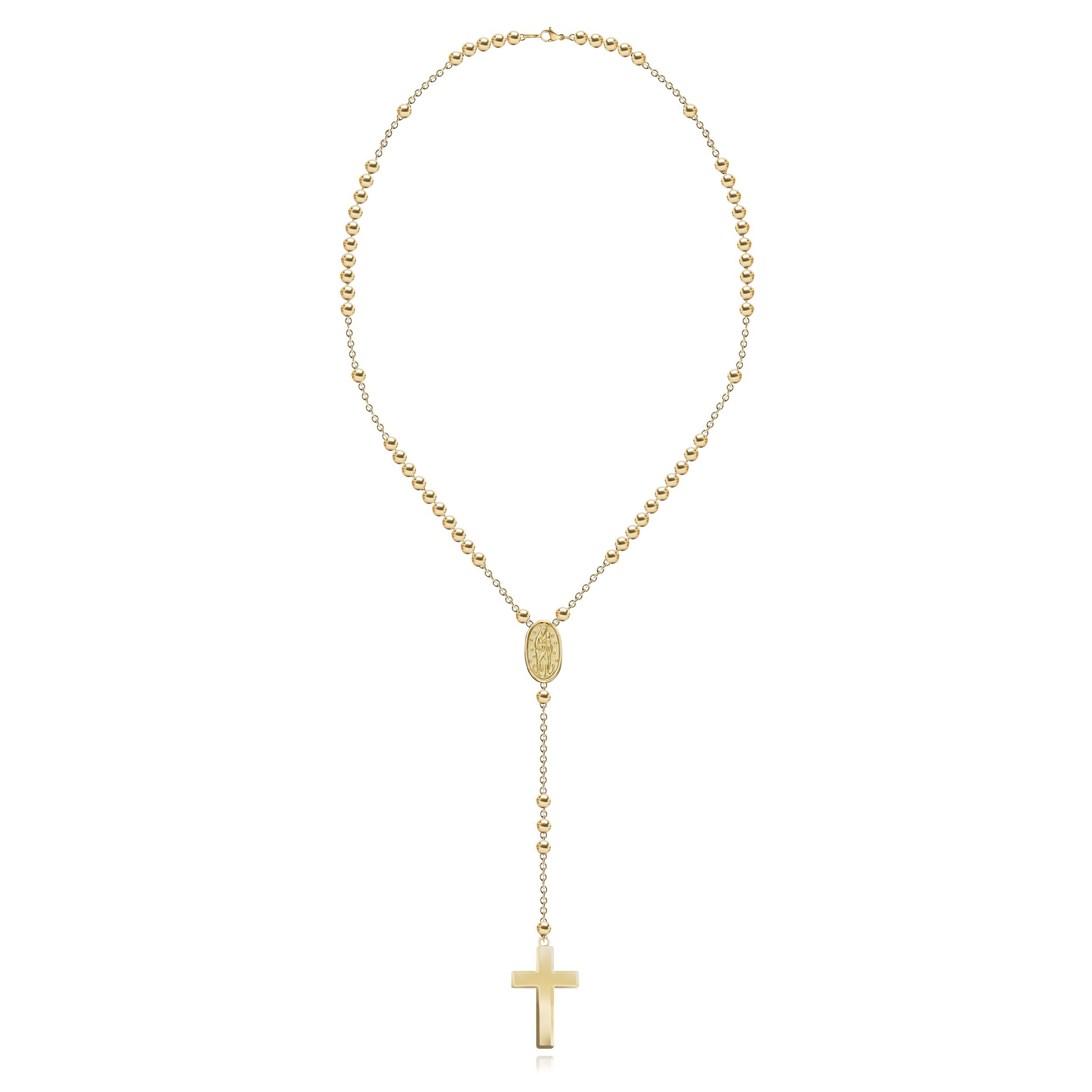 Gold Ball Rosary Necklace
