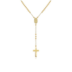 Gold Ball Rosary Necklace