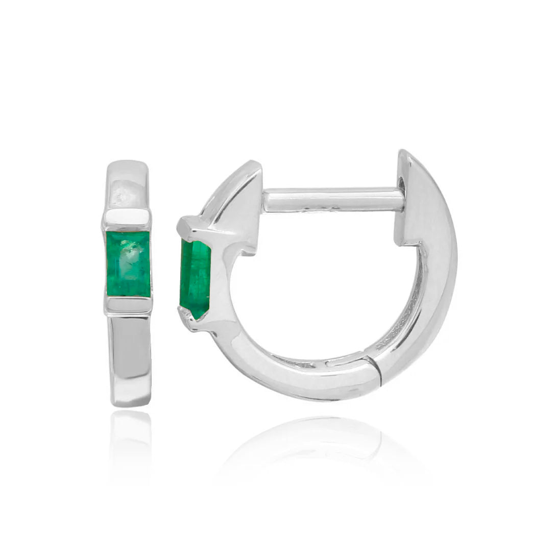 Gemstone Emerald Cut Gold Huggie