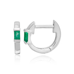 Gemstone Emerald Cut Gold Huggie