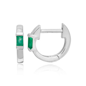 Gemstone Emerald Cut Gold Huggie