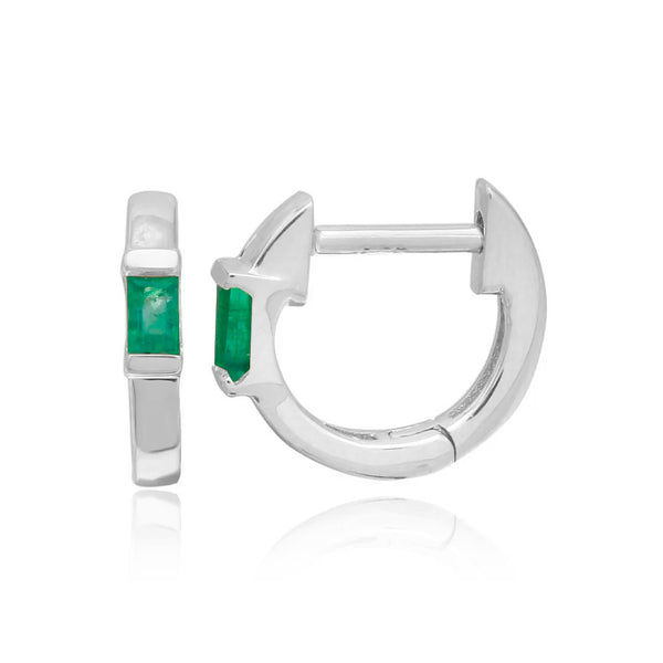 Gemstone Emerald Cut Gold Huggie