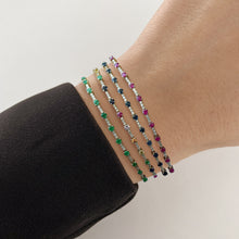 Load image into Gallery viewer, Gemstone and Diamonds Segment Tennis Bracelet

