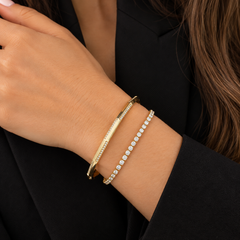 Geometric Pave and Gold Bangle