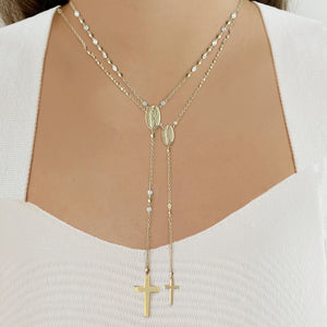 Gold and Diamond Ball Rosary Necklace