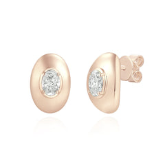 Gold Dome Solitaire Lab Diamond Earrings
