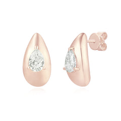Gold Dome Solitaire Lab Diamond Earrings