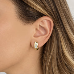 Gold Dome Solitaire Lab Diamond Earrings