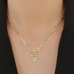 Small Fluted Pave Outline Heart Charm