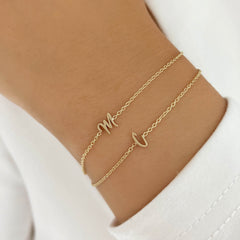 Gold Initial Chain Bracelet