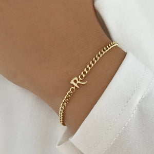 Gold Initial Cuban Bracelet