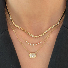 Spaced Diamond Round Golden Necklace