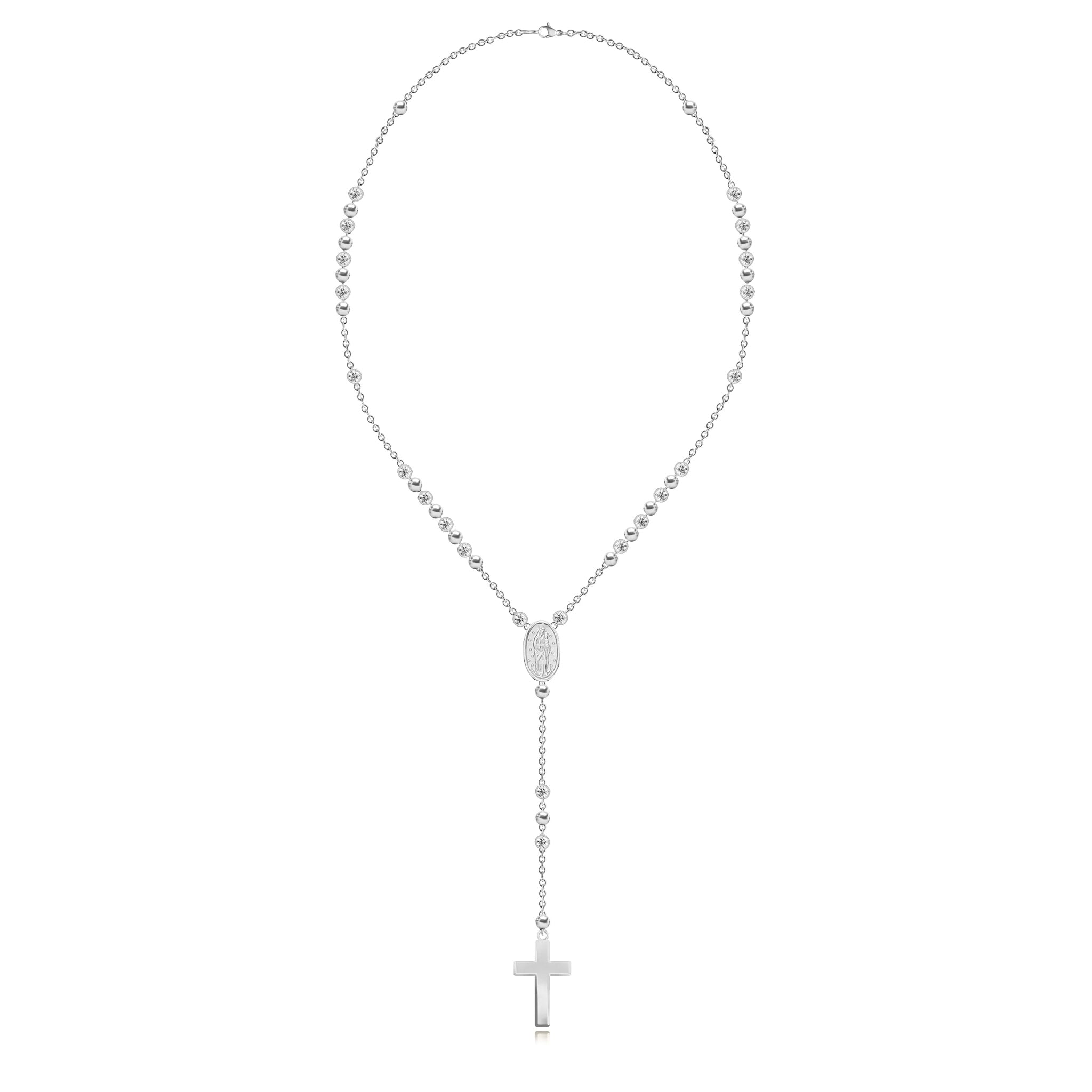 Gold and Diamond Ball Rosary Necklace
