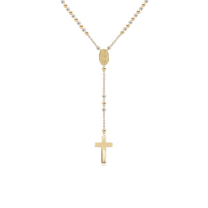 Gold and Diamond Ball Rosary Necklace