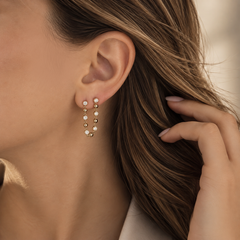 Gold and Diamonds Balls Chain Earrings