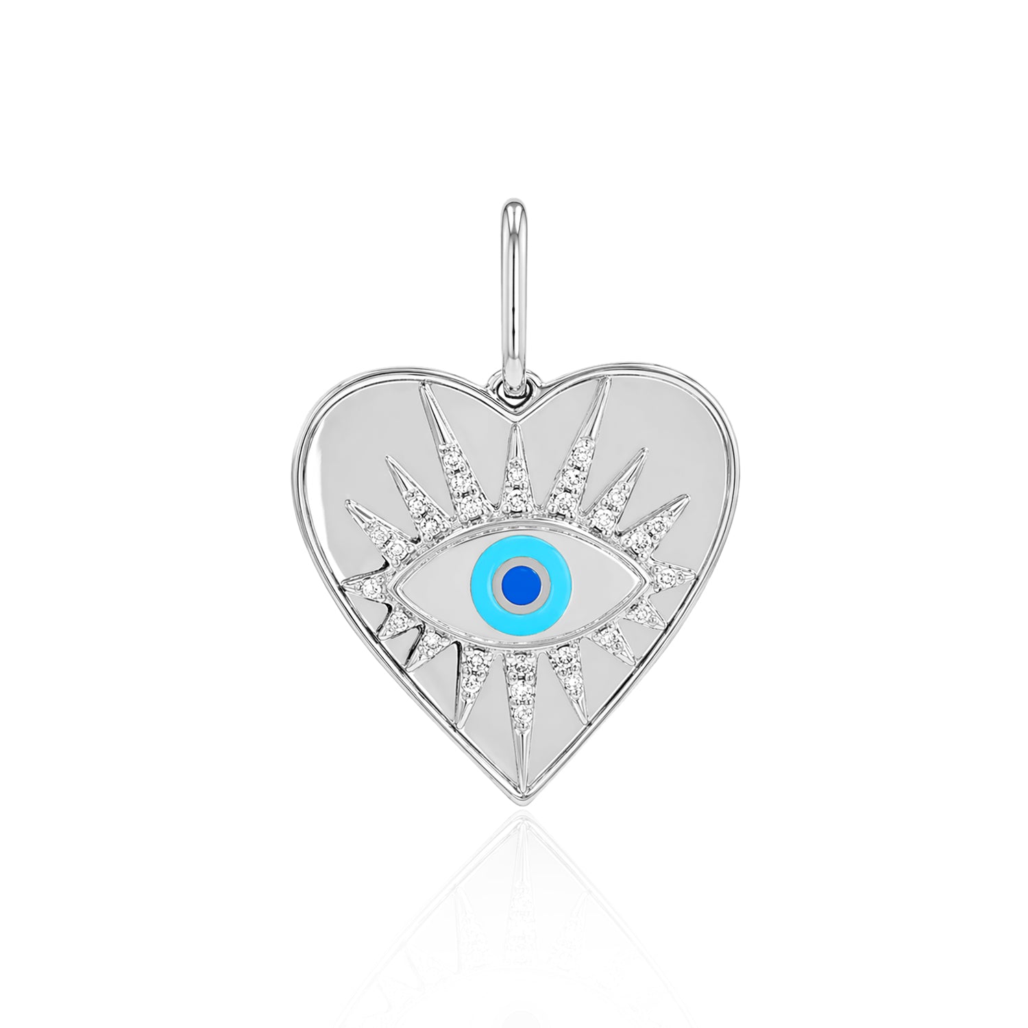 Gold and Pave Evil Eye Heart Charm