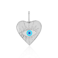 Gold and Pave Evil Eye Heart Charm