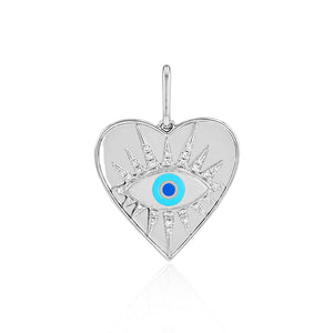 Gold and Pave Evil Eye Heart Charm