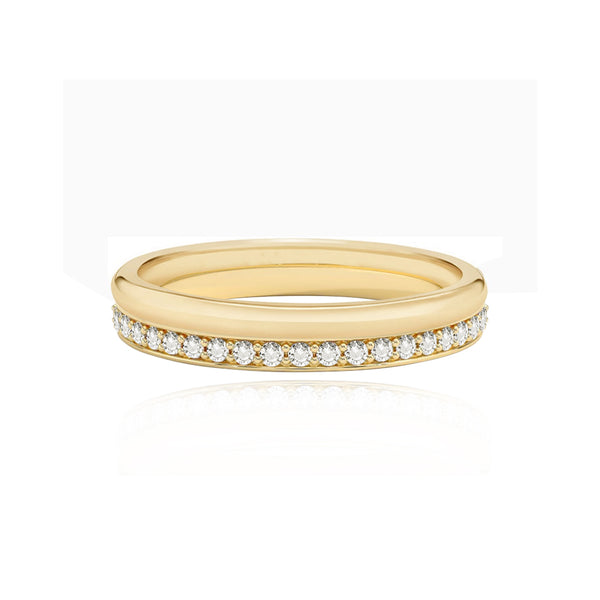 Gold Band and Pave Band Wedding Ring