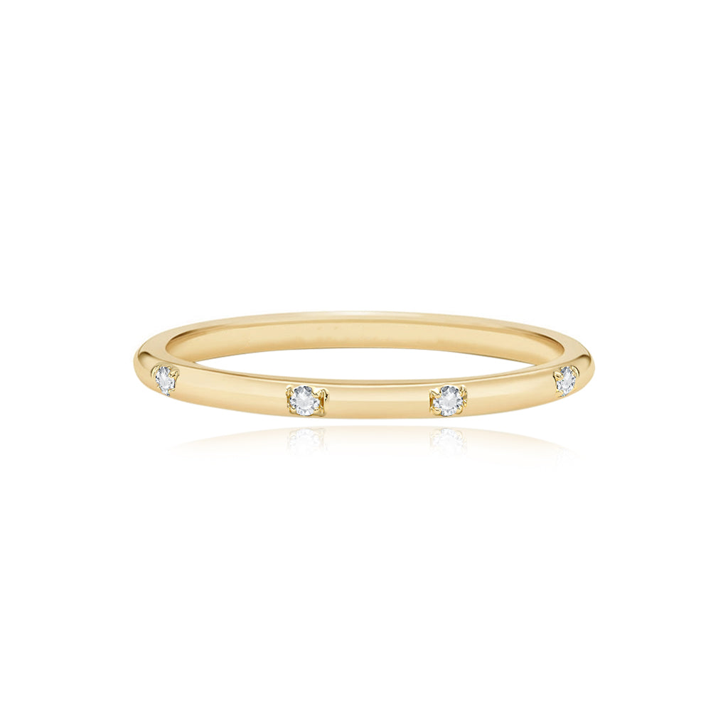 Gold Band with Diamonds Wedding Ring
