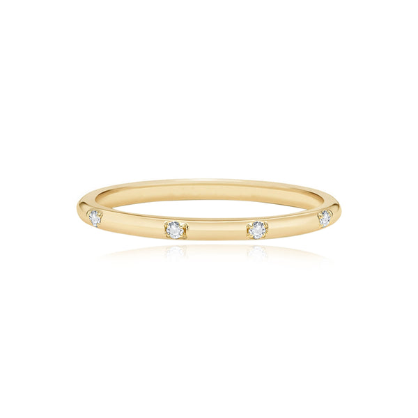 Gold Band with Diamonds Wedding Ring