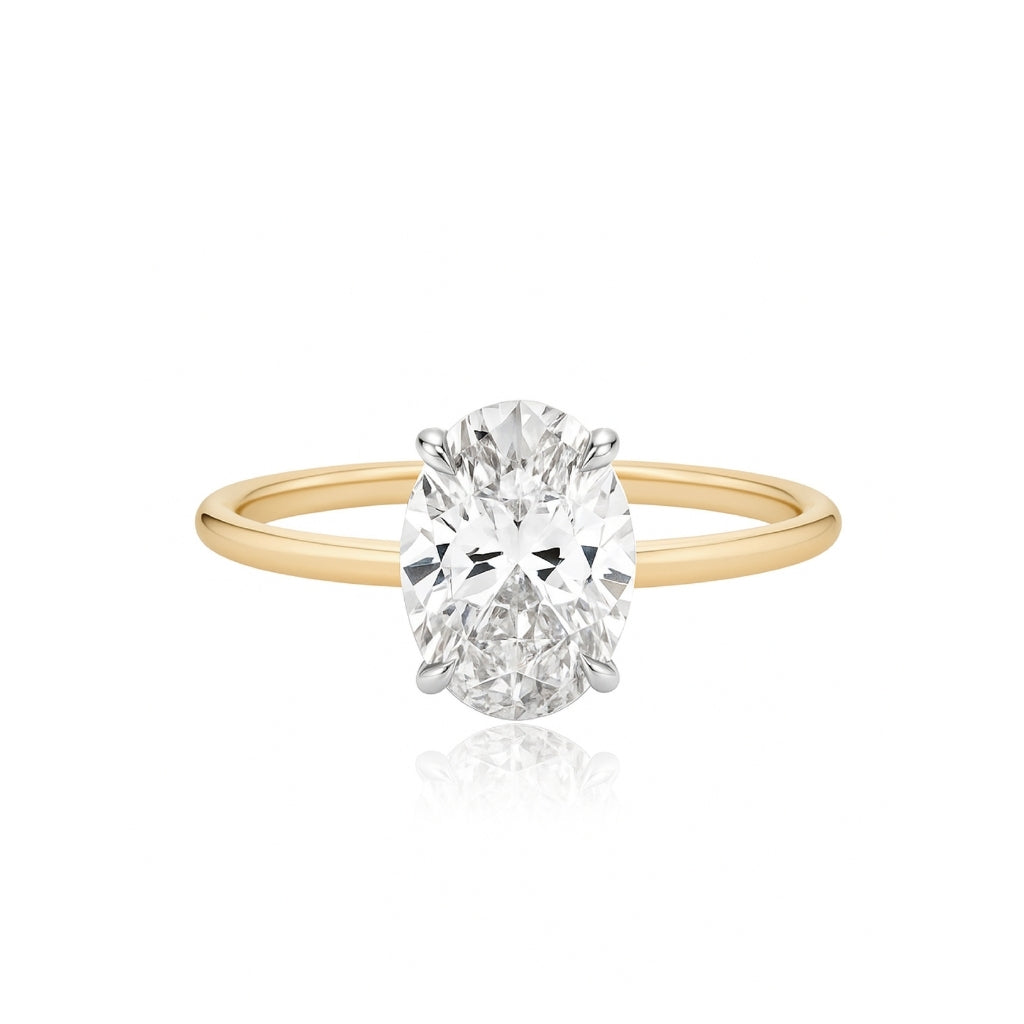 Two Tone Gold Band Engagement Ring