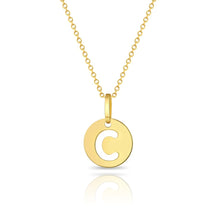 Load image into Gallery viewer, Gold Disc Cutout Initial Baby Necklace
