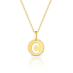 Gold Disc Cutout Initial Baby Necklace