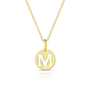 Gold Disc Cutout Initial Baby Necklace