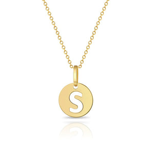 Gold Disc Cutout Initial Baby Necklace