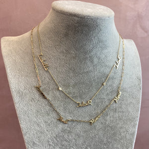 Multiple Cutout Gold Names Paperclip Necklace