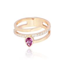 Load image into Gallery viewer, Gold Pave Swirl Solitary Gemstone
