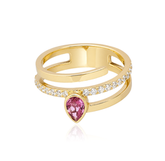 Gold Pave Swirl Solitary Gemstone