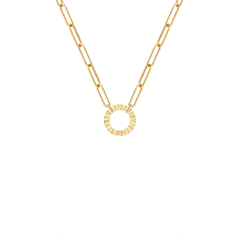 Gold Fluted Clasp Paperclip Necklace