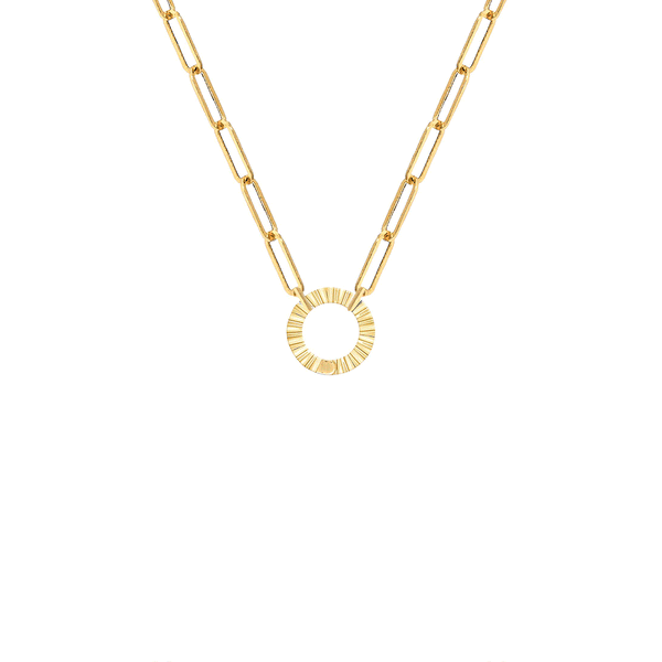 Gold Fluted Clasp Paperclip Necklace