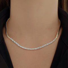 Marquise Illusion Tilted Pave Golden Necklace