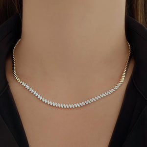 Marquise Ilusion Tilted Pave Golden Necklace