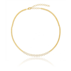 Golden Oval Diamonds Tennis Necklace