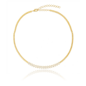 Golden Oval Diamonds Tennis Necklace