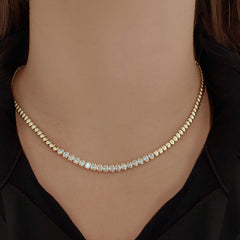 Golden Oval Diamonds Tennis Necklace