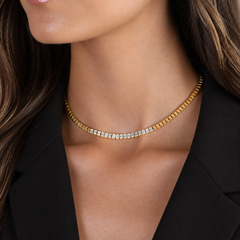 Golden Rectangle Tennis Necklace