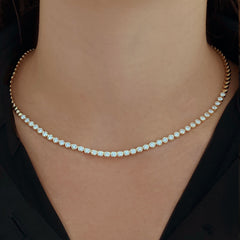 Round Diamonds Bezel Golden Necklace