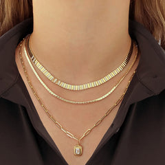 Golden Striped Diamond Necklace