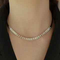 Golden Striped Diamond Necklace