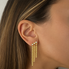 Golden Bead Ball Diamond Earrings