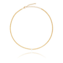 Golden Rectangle and Solitaire Tennis Necklace in 14k yellow gold with a center diamond